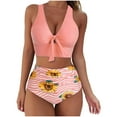thumbnail image 1 of Puntoco Womens clearance,Swimsuit Women Sunflower Print Bikini Set Push Up Bathing Swimwear High Waist Swimsuit Pink, 1 of 9