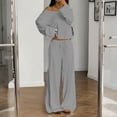 thumbnail image 5 of Stichou Womens Two Piece Matching Lounge Sets Vacation Airport 2026 Spring Outfits Off Shoulder Sweatshirt Wide Leg Sweatpant Set Light Gray S, 5 of 6