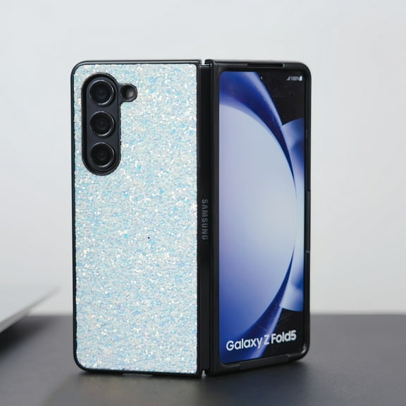 Case for Samsung Galaxy Z Fold 3 5G, Galaxy Z Fold 3 5G Case for Women Girls Glitter Sprakle Bling Anti-Slip Shockproof Protection Fold Cover Case for Samsung Galaxy Z Fold 3 5G, White
