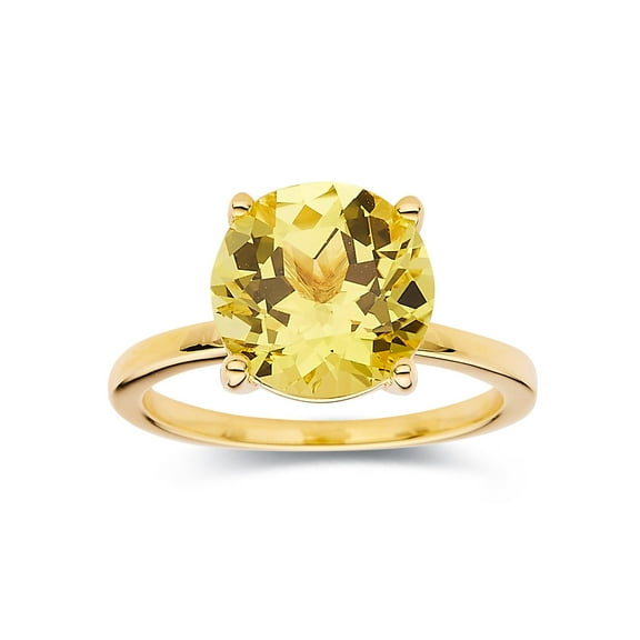 Canary Yellow Sapphire Statement Ring For Women in Round Shape Ring -Created Yellow Sapphire Ring 18K Yellow Gold Sterling Silver Ring for Her 