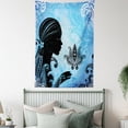 thumbnail image 4 of Silhouette Tapestry, Artistic Beautiful Ethnic Girl with Zentangle Lotus, Wall Hanging for Bedroom Living Room Dorm Decor, 40W X 60L Inches, Charcoal Grey Deep Sky Blue Azure Blue, by Ambesonne, 4 of 5
