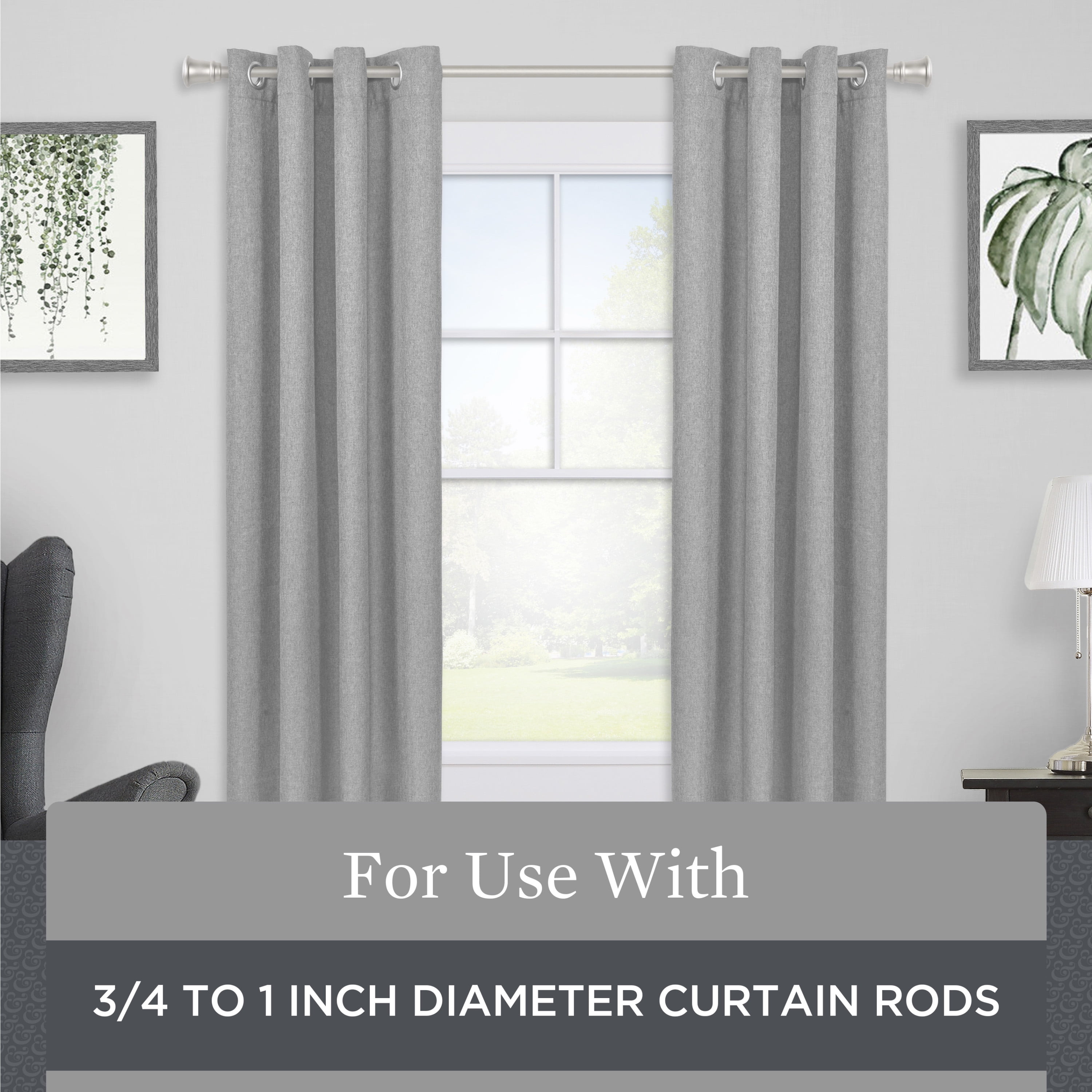 Better Homes & Gardens Plated Metal Adjustable Curtain Rod Brackets in Brushed Nickel, 3/4 to 1 Inch Diameter