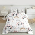 thumbnail image 3 of Manfei Pink Gray Rainbow Bedding Comforter Set,Kawaii Loves Pattern Twin Comforter Sets,Fairy Tale Theme Bedding Set For Girls,Super Cozy Room Decor Reversible,2pcs, 3 of 9