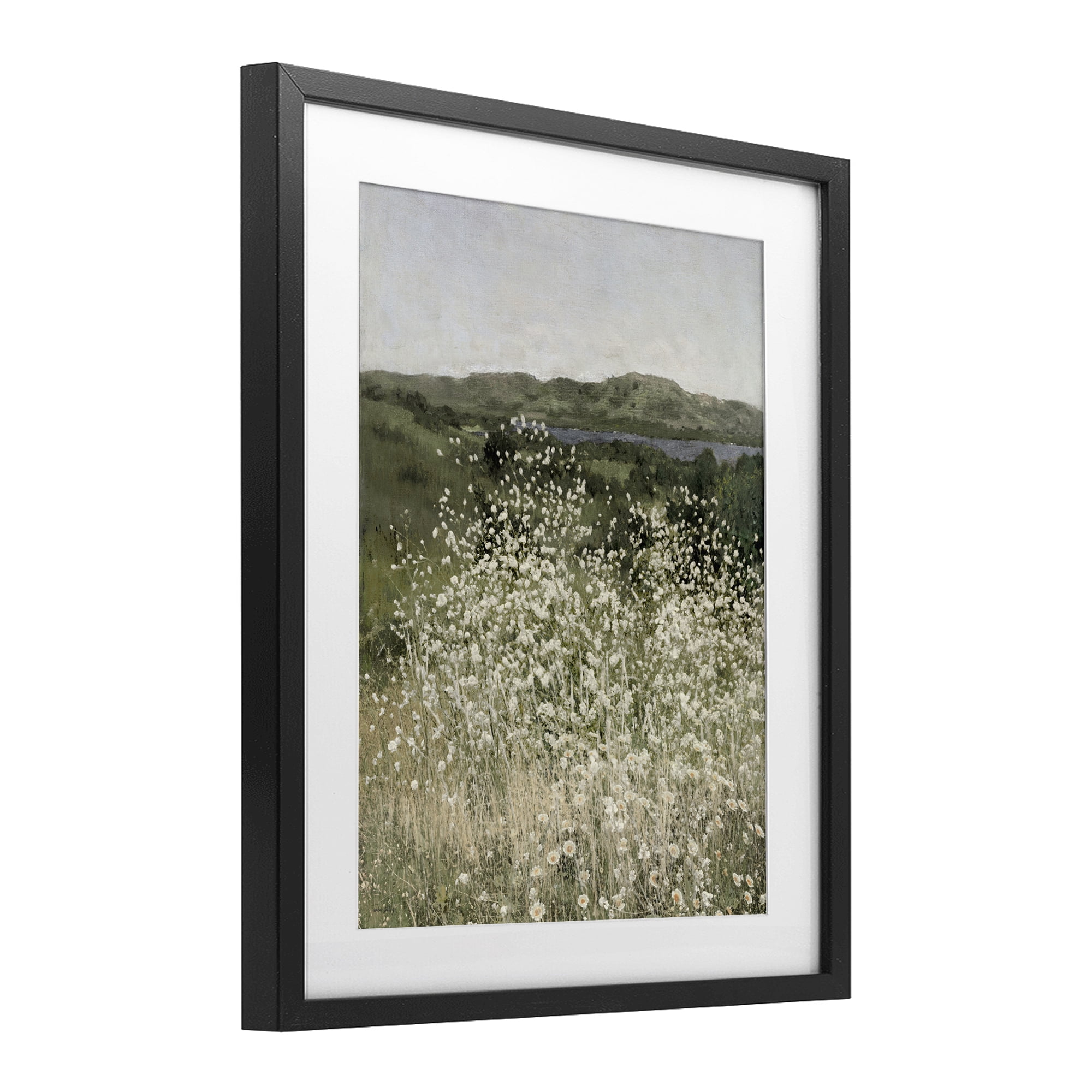 Stupell Industries Sunlit Meadow of White Daisies Black Framed Print Under Glass, design by Amber Sterling