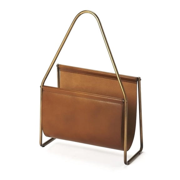 Beaumont Lane Metropolitan Living Leather Magazine Basket in Brown