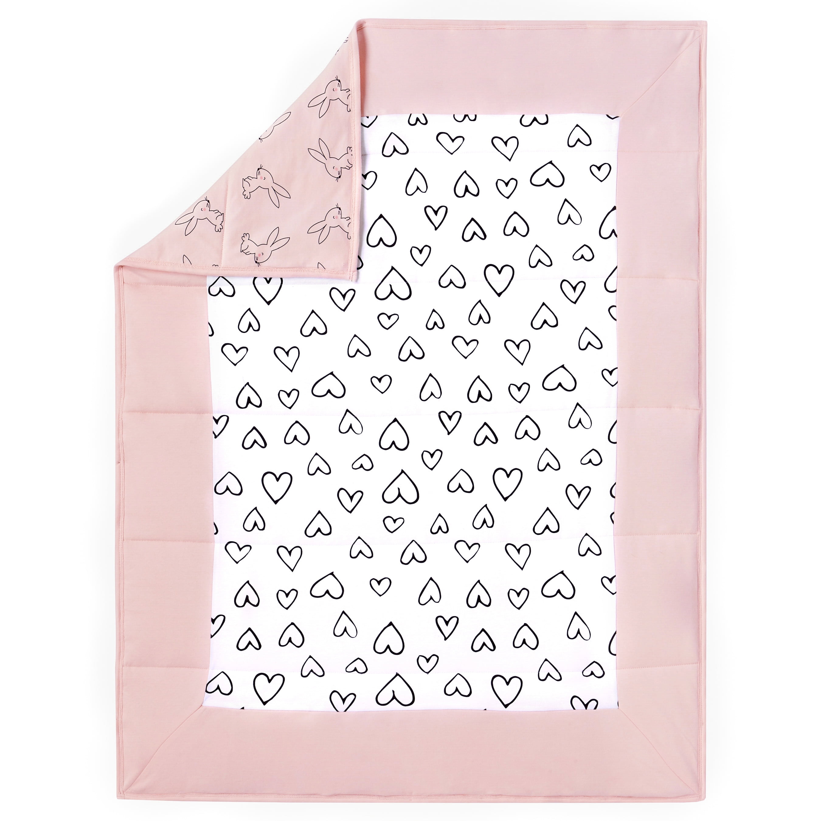 Little Star Organic 100% Pure Organic Cotton Reversible Quilt, Pink-Modern Blush