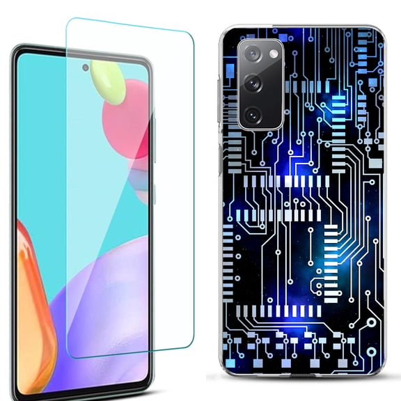 Slim-Fit Protective Phone Case for Samsung Galaxy S20 FE 5G Fan Edition, with Tempered Glass Screen Protector, by OneToughShield ® - Cosmos Circuit