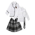 thumbnail image 3 of iiniim Girls School Uniforms Suit Jacket Coat Tops with Shirts Pleated Skirt Anime Sailor Clothings Size 4-14 White 4-5, 3 of 7