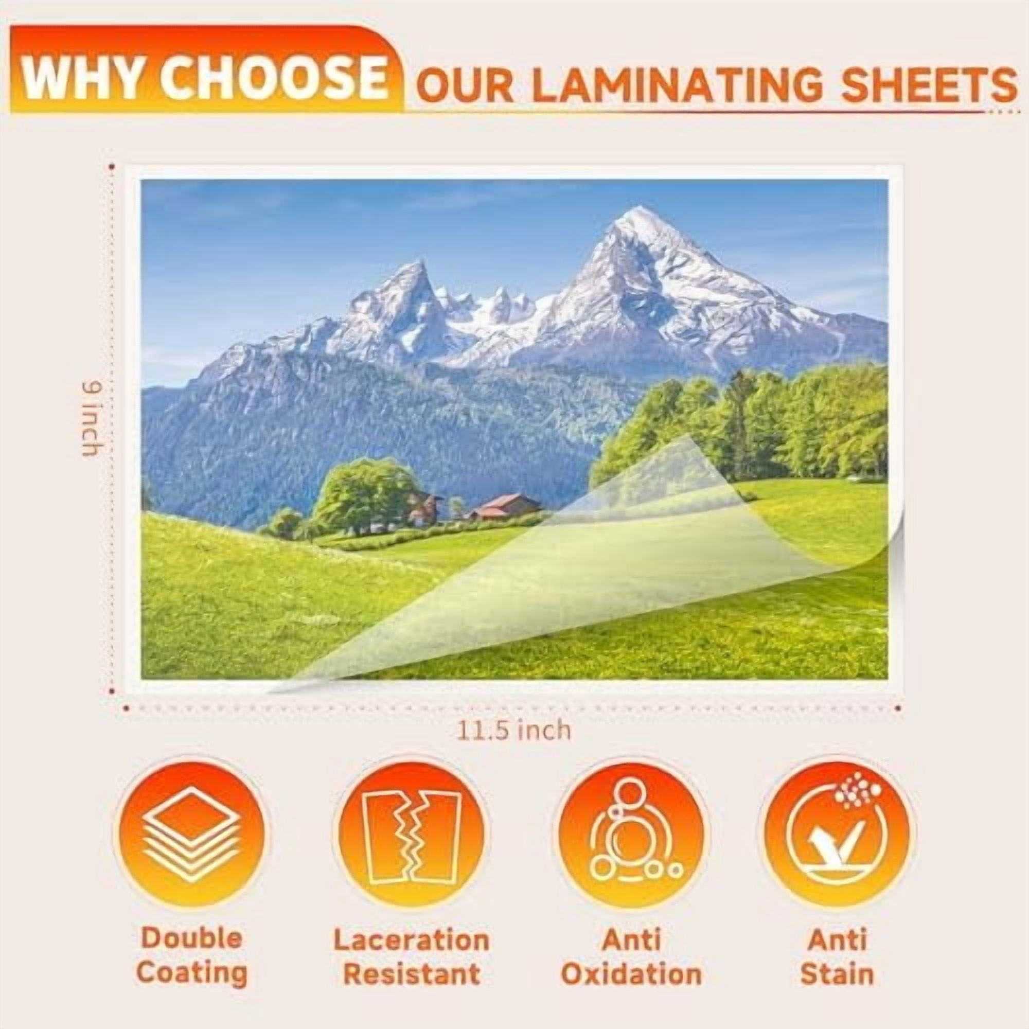 Quivanta Thermal Laminating Pouches,Hold 8.5 x 11 inch Sheets 200 Pack,3 Mil Clear Thermal Laminate Pouches 9x11.5 inch Lamination Sheet Paper