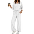 thumbnail image 5 of Xdegoge Womens 2 Piece Sweatsuits Half Zip Pullover Sweatshirt and Slit Wide Leg Pants Casual Lounge Sets Athletic Tracksuit, 5 of 9