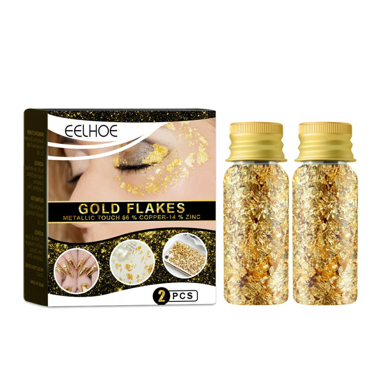 Gold Foil Flakes, Bottled Gold Foil Paper, Leaf Flakes for Cupcake, Cakes,  Chocolates, Nails Painting 
