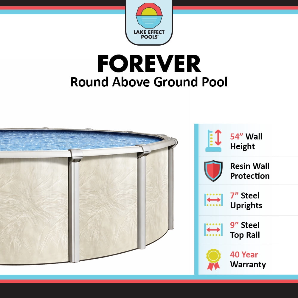 Lake Effect Pools Forever 27' Round x 54" Resin Protected Steel Wall Above Ground Swimming Pool