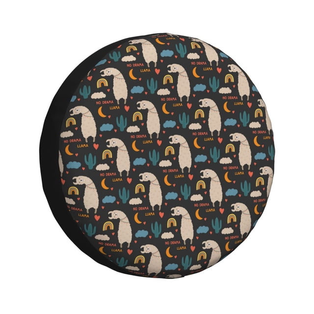 Fotbe Cute Alpaca Funda de Llanta de Repuesto con Estampado, Engrosada, Ajuste Universal para Jeep, Remolque, RV, SUV, Camión-15 inch
