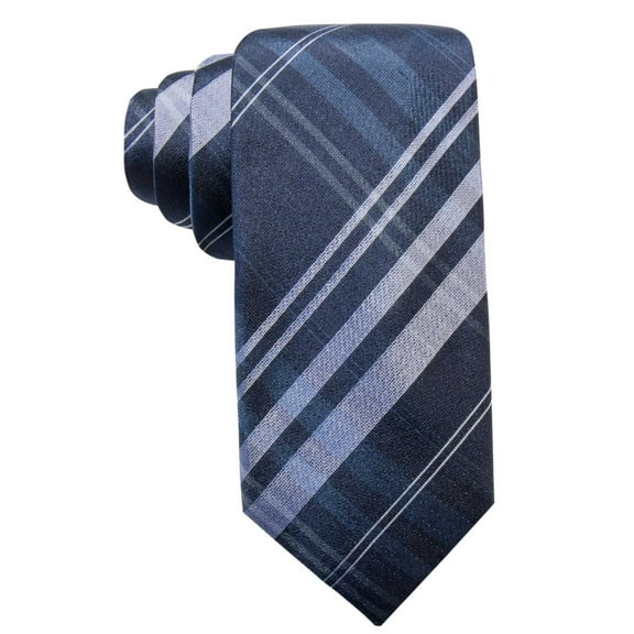 Ryan Seacrest Distinction Men’s Turn Plaid Silk Woven Slim Ties, Navy