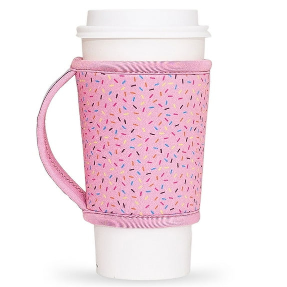 GoCuff Reusable Hot and Iced Coffee Insulator Sleeve Neoprene Holder - Sprinkles - Medium