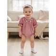 thumbnail image 6 of BemeyourBBs Baby Girls Romper Short Sleeve Plaid Embroidery Animal Summer Bodysuit, 6 of 9