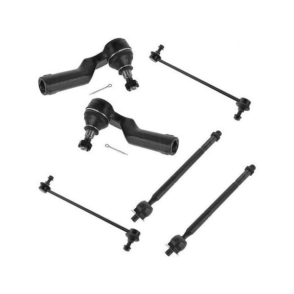Front Tie Rod End and Sway Bar Link Kit 6 Piece - Compatible with 2010 - 2013 Mazda 3 2011 2012