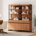 thumbnail image 4 of WAMPAT Modern Bookcases Set of 2, 72 Inch Tall Bookshelves with Storage Cabinet, Adjustable Shelves & Metal Frame, Home Office Library for Living Room, Mocha, 4 of 6