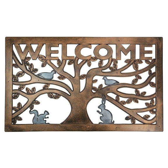 Northlight Tree with Animals Rectangular "Welcome" Doormat 18" x 30"