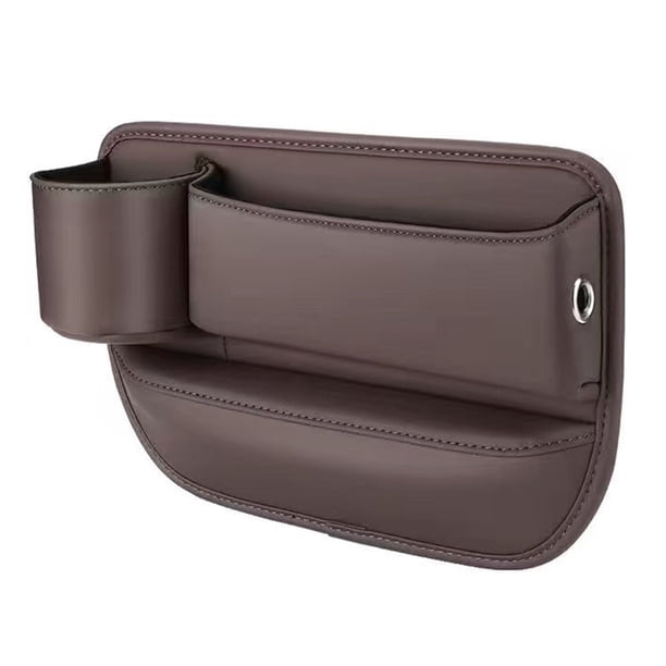 Organizador de espacio para asientos de coche con portavasos y compartimento para llaves y teléfono, de piel sintética resistente a arañazos, para el interior del coche.
