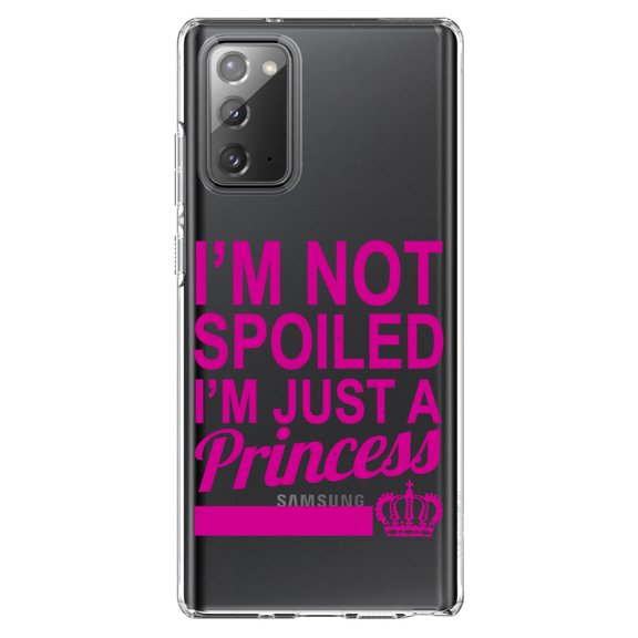 DistinctInk Clear Shockproof Hybrid Case for Galaxy Note 20 ULTRA (6.9" Screen) - TPU Bumper Acrylic Back Tempered Glass Screen Protector - I'm Not Spoiled I'm Just a Princess