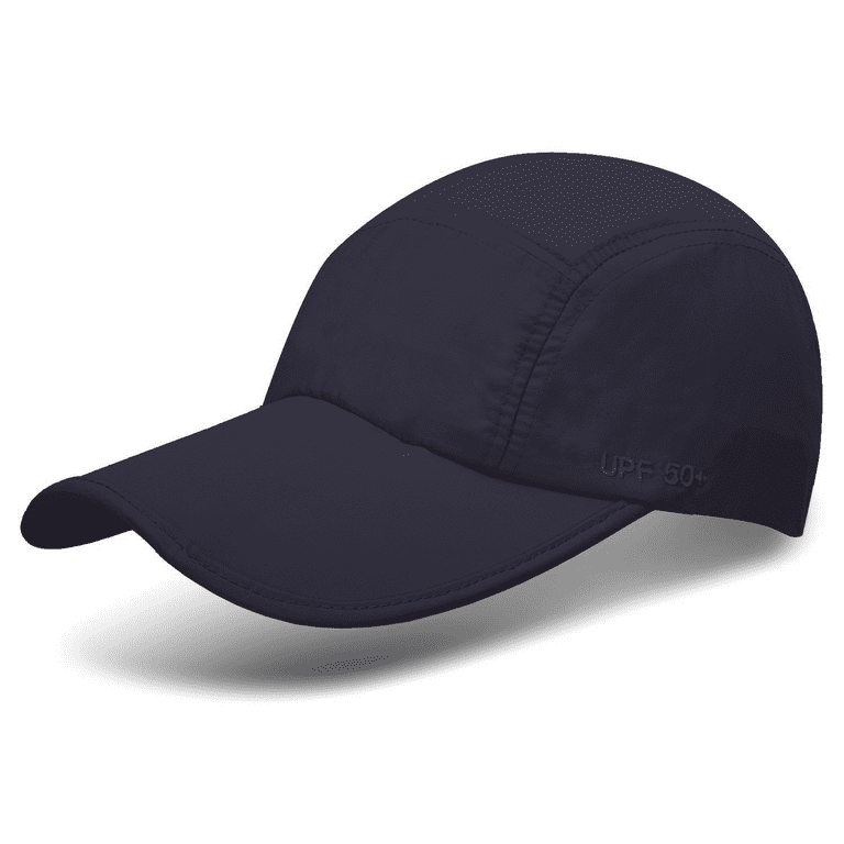 Unisex Foldable UPF 50+ Quick Dry Baseball Cap with Long Bill Portable Sun  Hats, Navy Blue 