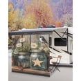 thumbnail image 5 of 4th of July RV Awning Sun Shade Screen 9'X7' Star Daisy Bird Mesh Sunscreen Rustic Wood Grain Awning Shade Screen with Zipper UV Blocker Completed Kits Outdoor Canopy for RV Motorhome Camper Travel, 5 of 7