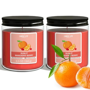 Candle-Lite Sunlit Mandarin Berry Scented Candles Set, Aromatherapy, 2 Pack 6.5 oz Single-Wick Jar, 40 Hours of Burn Time, Perfect for Gifting and Celebration (Individual Box)