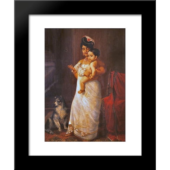 There Comes Papa 20x24 Framed Art Print by Ravi Varma, Raja