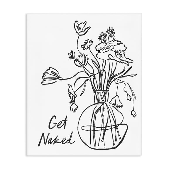 Stupell Industries Modern Get Naked Flower Contour Canvas Art, 16 x 20, by Lettered and Lined