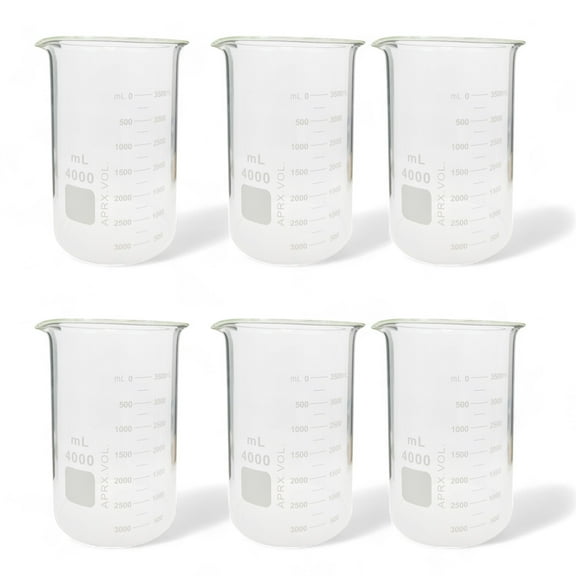 Beaker Griffin Style 4000ml Capacity Borosilicate Glass Graduated. Case of 6.
