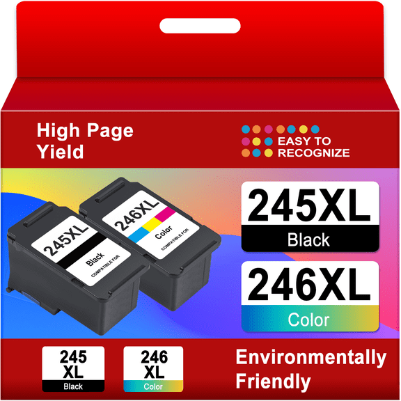 245XL 246XL Ink Cartridge Compatible for Canon Ink 245 and 246 for PIXMA MG2522 TS3122 MX490 TR4520 Printer ( Black, Tri-Color)