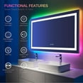 thumbnail image 2 of Vanity Trident  Rainbow LED Mirror with Touch ON/Off Dimmer & Fog Free Function 55X30 55X30, 2 of 5