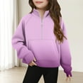 thumbnail image 2 of Middle Big Children's Half Zip Sweatshirt Long Sleeve Turtleneck Pullover Top Gradient Color Sweatshirts with Pockets Pink 9 Years, 2 of 5