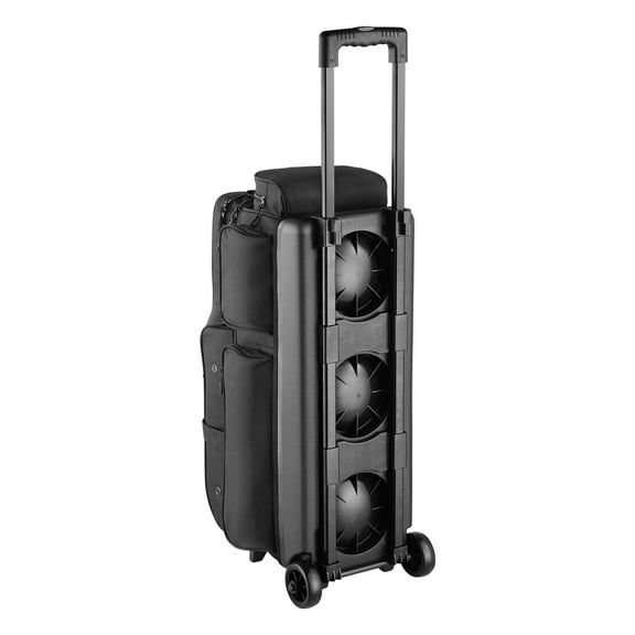 KFFKFF Bowling Ball Bag with Wheels, 3-Ball Double Roller Design, Includes Separate Shoe Compartment (Fits Up to US Size 16) & Large Accessory Pocket, Adjustable Handle Extends to 41.34 in