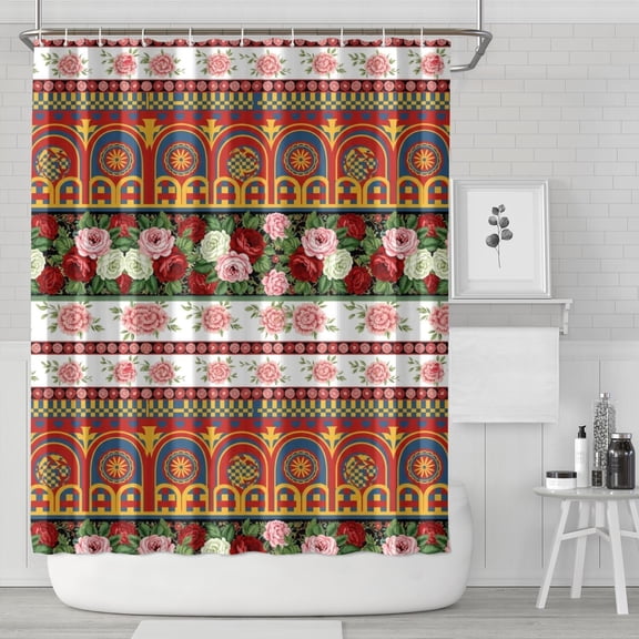 Pioneer Flower Floral Print Pattern Shower Curtain 84"x72", Bathroom Decorative Shower Curtain Set with 12 Hooks, Waterproof Washable