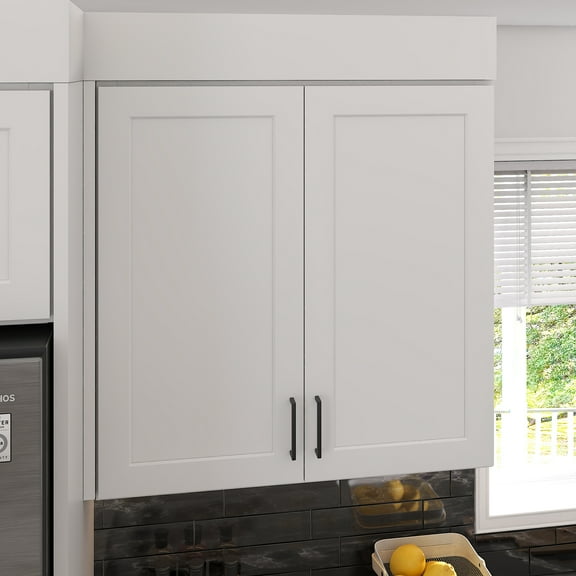Furinno Shaker Wall Kitchen Cabinet 2 Doors-2 Shelves, Ready to Assemble, 12 D x 36 W x 36 H, White
