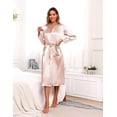 thumbnail image 3 of Ekouaer Silk Robes for Women Long Sleeve Satin Bathrobe Soft Lightweight Full Length Sleepwear with Pockets Bridesmaid Wedding Robes, 3 of 6