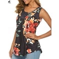 thumbnail image 3 of PULLIMORE Womens Summer Loose Sleeveless Vest Casual Floral Tank Tops Crew Neck Plus Size Tee Shirts Blouse (S, Black), 3 of 8