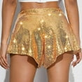 thumbnail image 6 of OKBOP Gold Womens Shorts Clearance $5 Sequin Casual Relaxed Fit Wide-Leg High Waist Shorts, 6 of 7