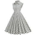 thumbnail image 4 of YYDGH Women 50s 60s Vintage Dress Sleeveless Lapel Cocktail A Line Swing Dress 1950s Polka Dot Audrey Rockabilly Prom Party Dresses White S, 4 of 9