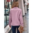 thumbnail image 6 of Womens Long Sleeve Quarter Zip Pullover Sweater Casual Loose V Neck Collared Ribbed Knit Jumper Tops Pink XXL, 6 of 9