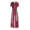 thumbnail image 4 of Vestido Corto de Verano de la Moda de las Mujeres Impreso de Manga Corta Cuello Redondo Tobillo de Longitud Vestido Casual, 4 of 5
