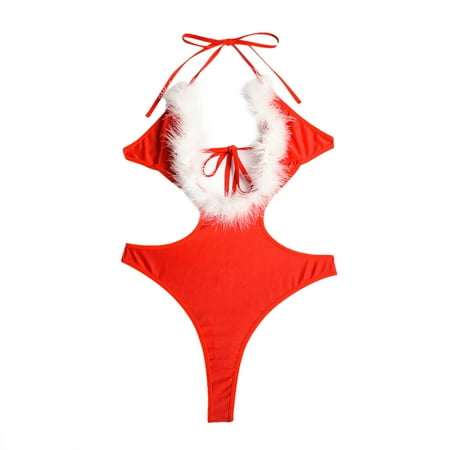

cuitcosohg Plus Size Underwear Women Christmas Jumpsuits Pajamas Lingerie Sexy Sleeveless Underwear Polyester Night Dress for Women Sleepwear