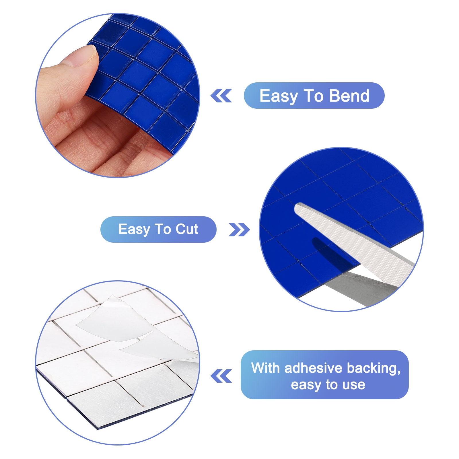 Uxcell 8 Pack 10 x 10mm Disco Tiles, Mirror Blue Self-Adhesive Glass Mirror Mosaic Tiles