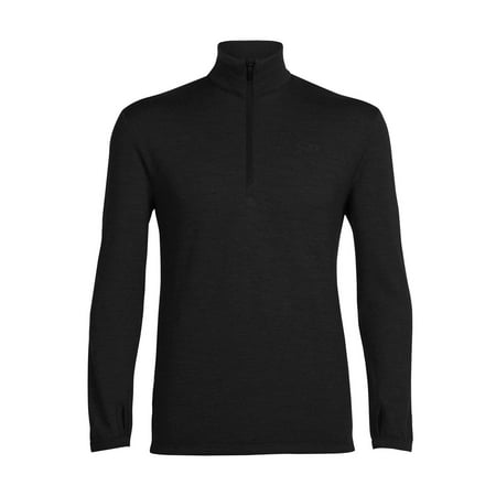 Icebreaker Men's Mid Layer Long Sleeve Half Zip, Black,