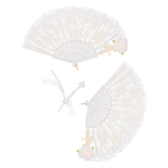 PENIKOKO 2pcs White Lace Handheld Fans, European Retro Style, Perfect for Wedding, Cosplay, Party, and Decorative Use