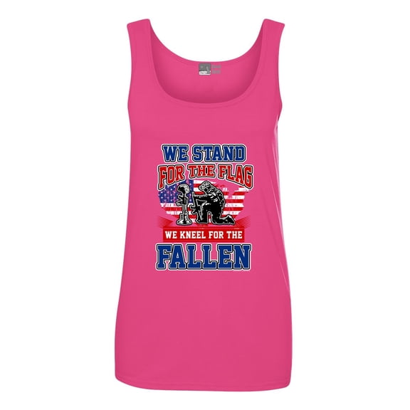 Ladies We Stand For The Flag And We Kneel For The Fallen USA DT Tank Tops