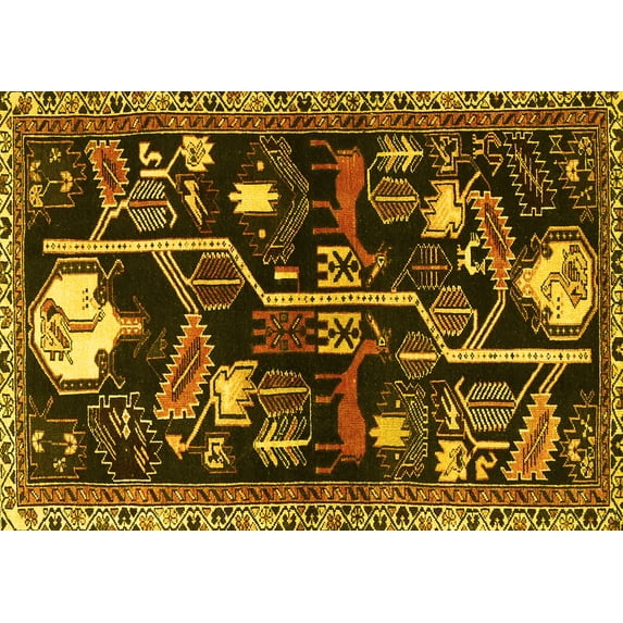 Ahgly Company Indoor Rectangle Animal Yellow Traditional Area Rugs, 2' x 3'