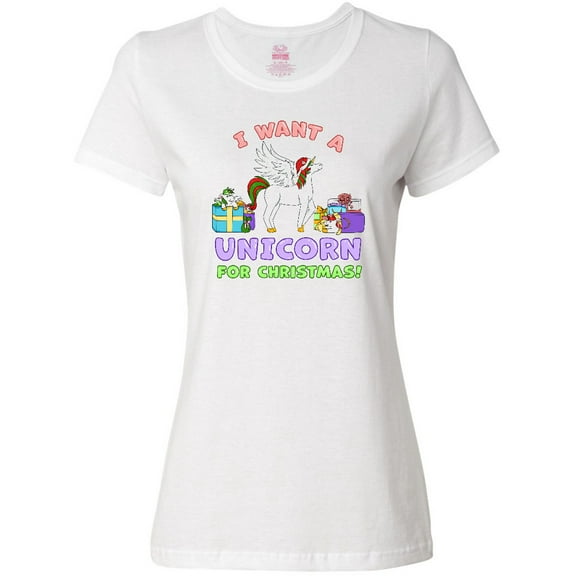 Inktastic I Want a Unicorn for Christmas with Presents Women's T-Shirt